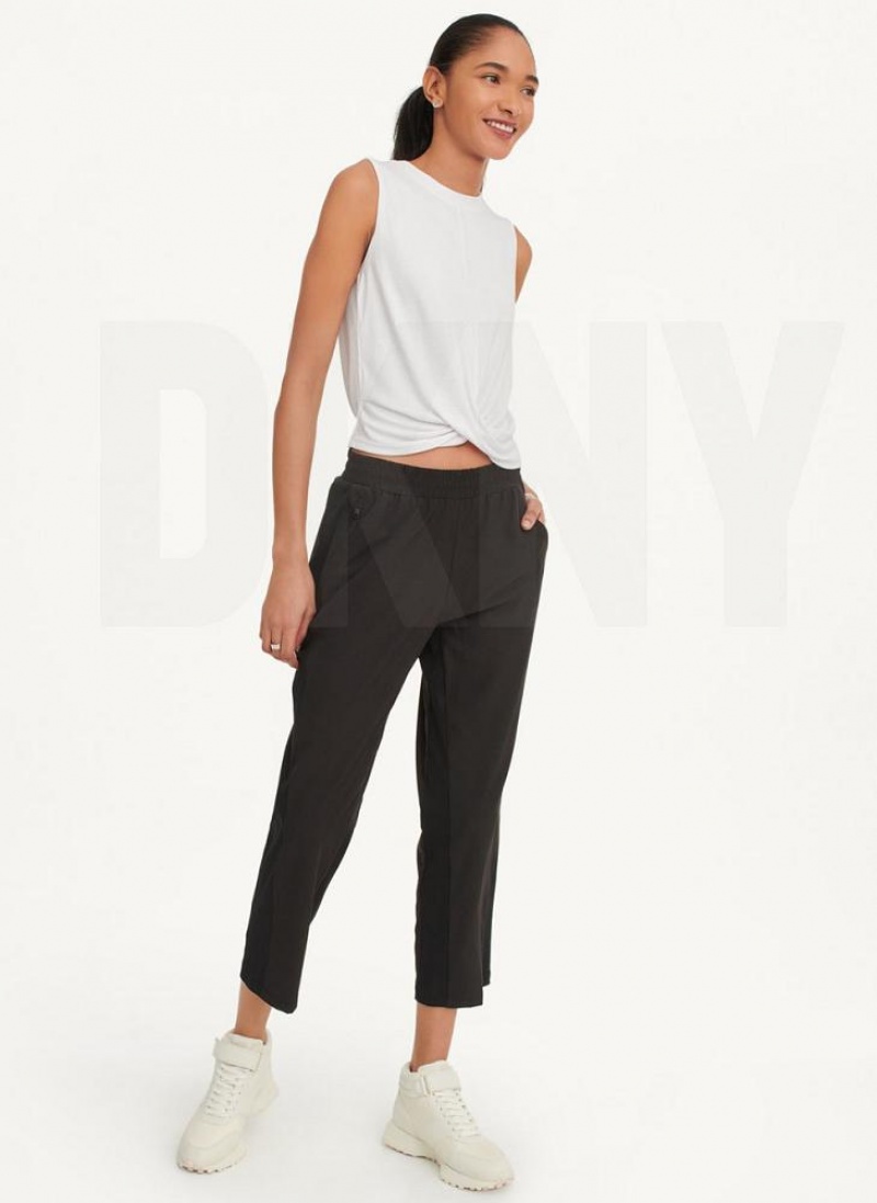 DKNY Rib Twist Front Tanktop Damen Weiß | Austria_D1114