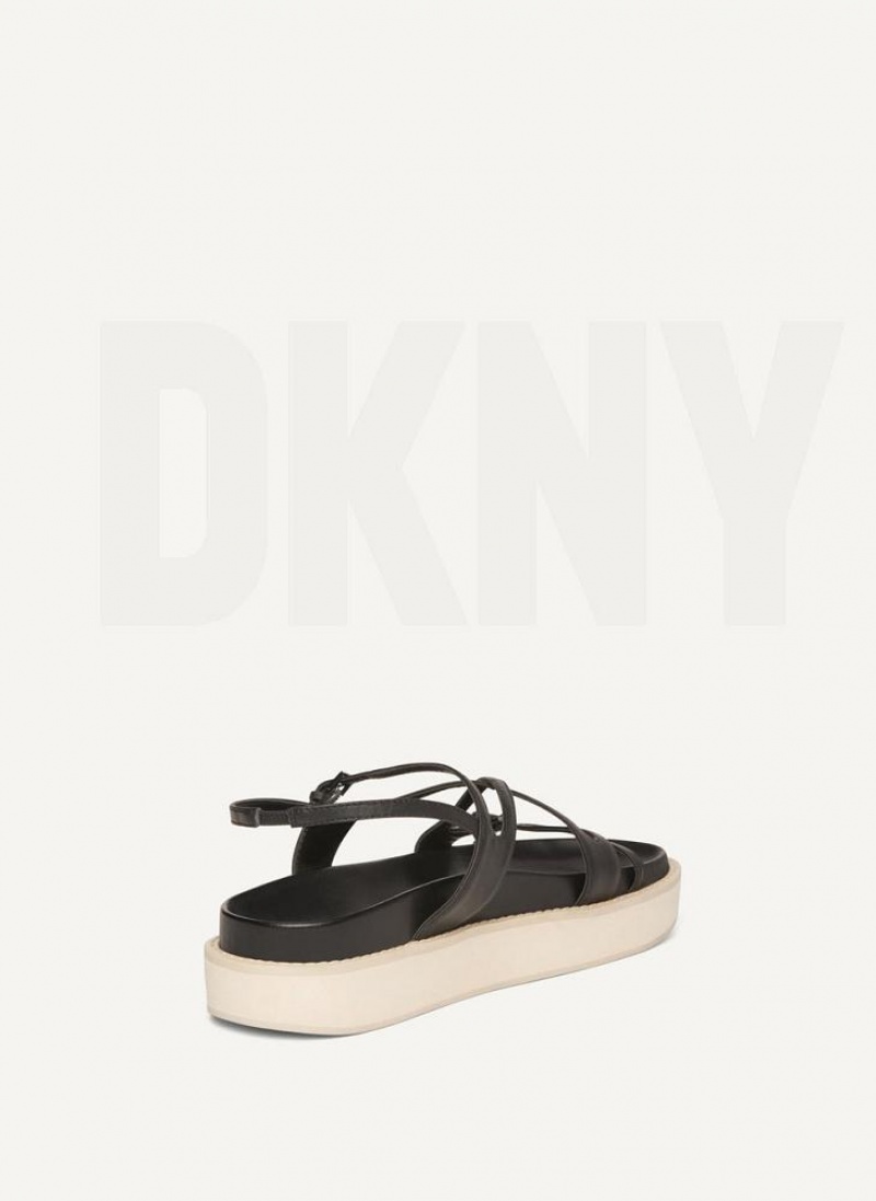 DKNY Riemchen Flache Form Sandalen Damen Schwarz | Austria_D1028