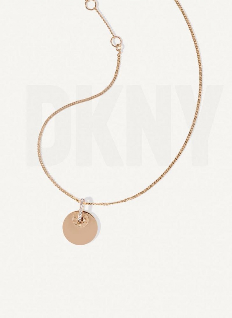 DKNY Rivet Pendant Halskette Damen Gold | Austria_D1684