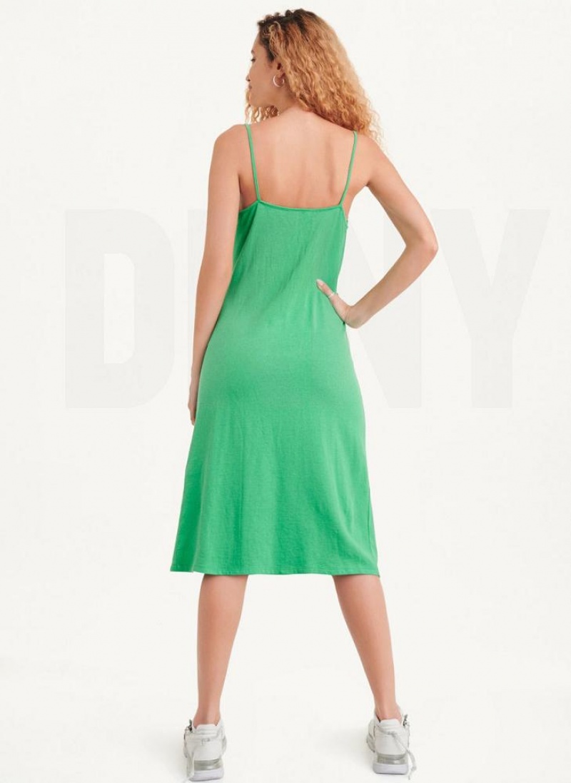 DKNY Ruched Riemchen Kleid Damen Grün | Austria_D1080