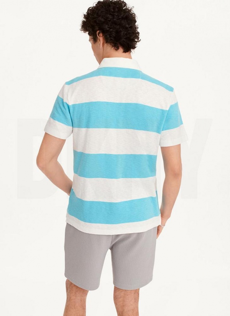 DKNY Rugby Stripe Polo Shirts Herren Blau | Austria_D0971