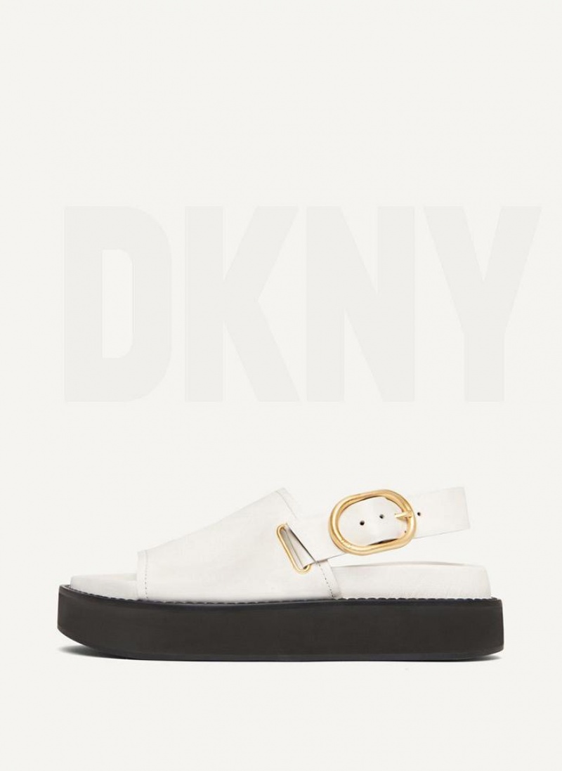 DKNY Schnallen Flatform Sandalen Damen Weiß | Austria_D1267