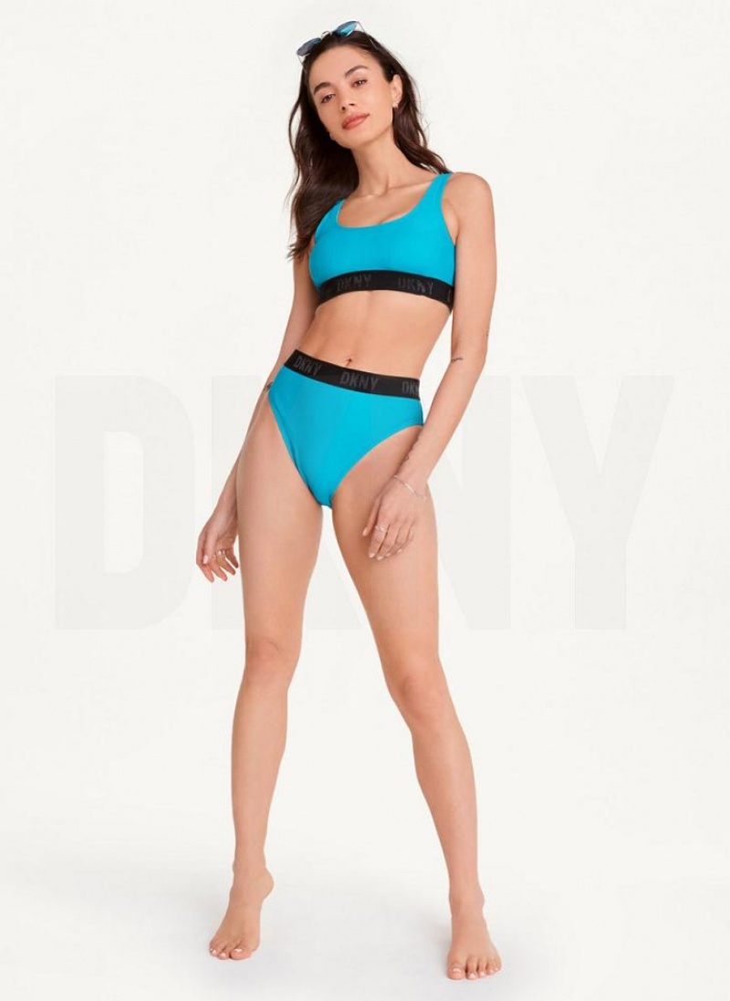 DKNY Scoop Neck Bikinioberteil Damen Blau | Austria_D0480