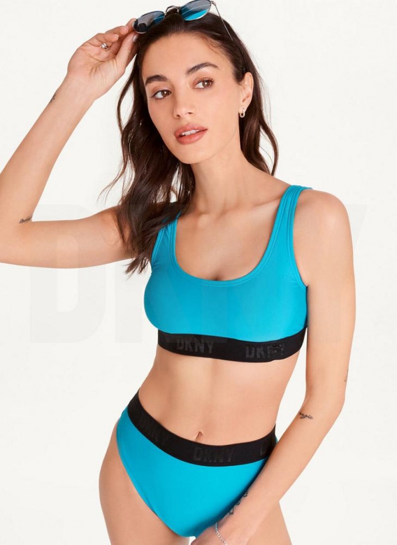 DKNY Scoop Neck Bikinioberteil Damen Blau | Austria_D0480