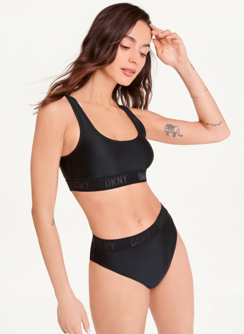 DKNY Scoop Neck Bikinioberteil Damen Schwarz | Austria_D0964