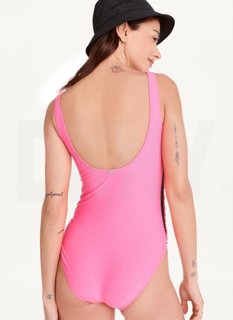 DKNY Scoop Neck One-Piece Badeanzüge Damen Rosa | Austria_D0991