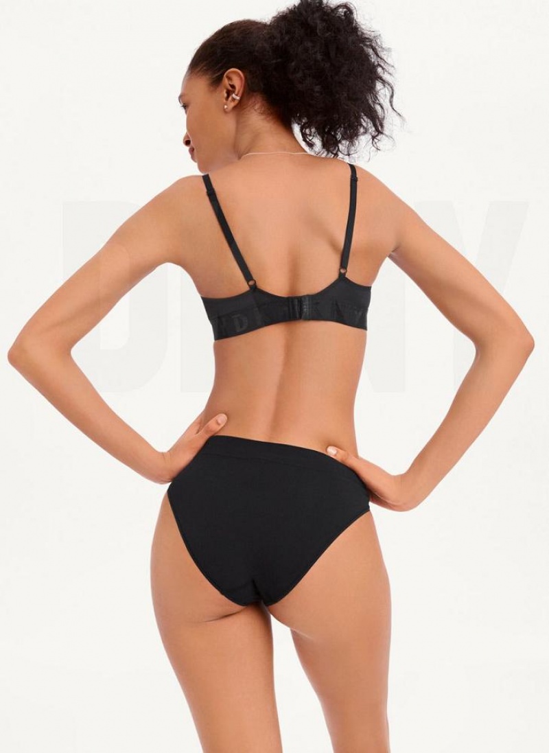 DKNY Seamless Litewear Rib Bikini Höschen Damen Schwarz | Austria_D1257