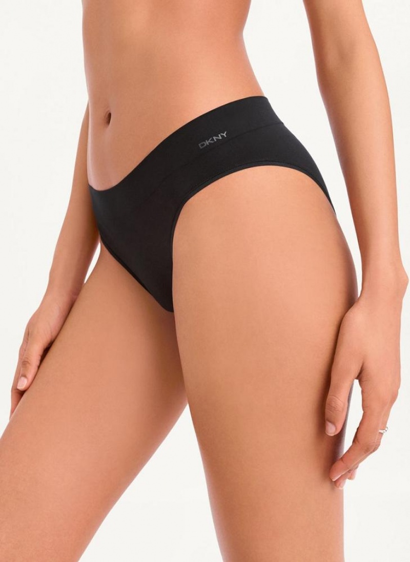 DKNY Seamless Litewear Rib Bikini Höschen Damen Schwarz | Austria_D1257