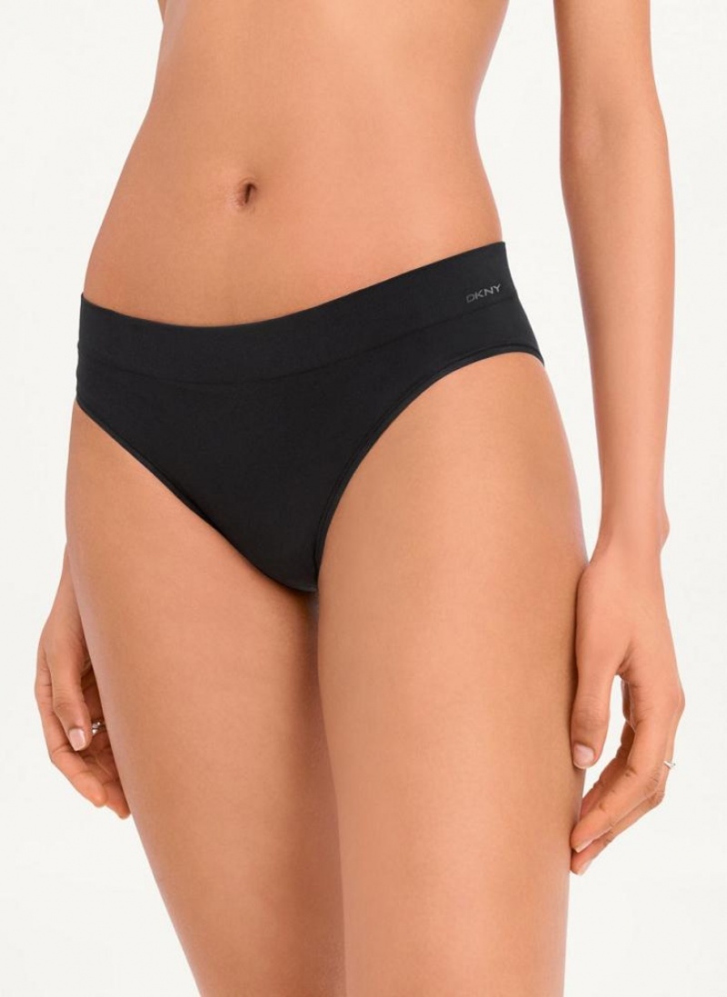 DKNY Seamless Litewear Rib Bikini Höschen Damen Schwarz | Austria_D1257