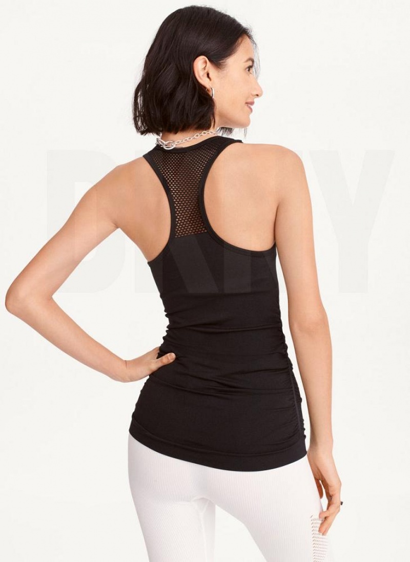 DKNY Seamless Racerback Ruched Tanktop Damen Schwarz | Austria_D1757