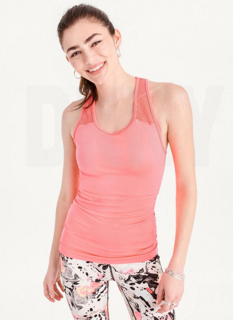 DKNY Seamless Racerback Ruched Tanktop Damen Rosa | Austria_D1226