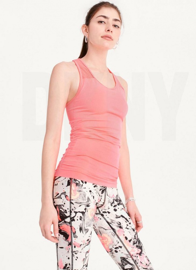 DKNY Seamless Racerback Ruched Tanktop Damen Rosa | Austria_D1226