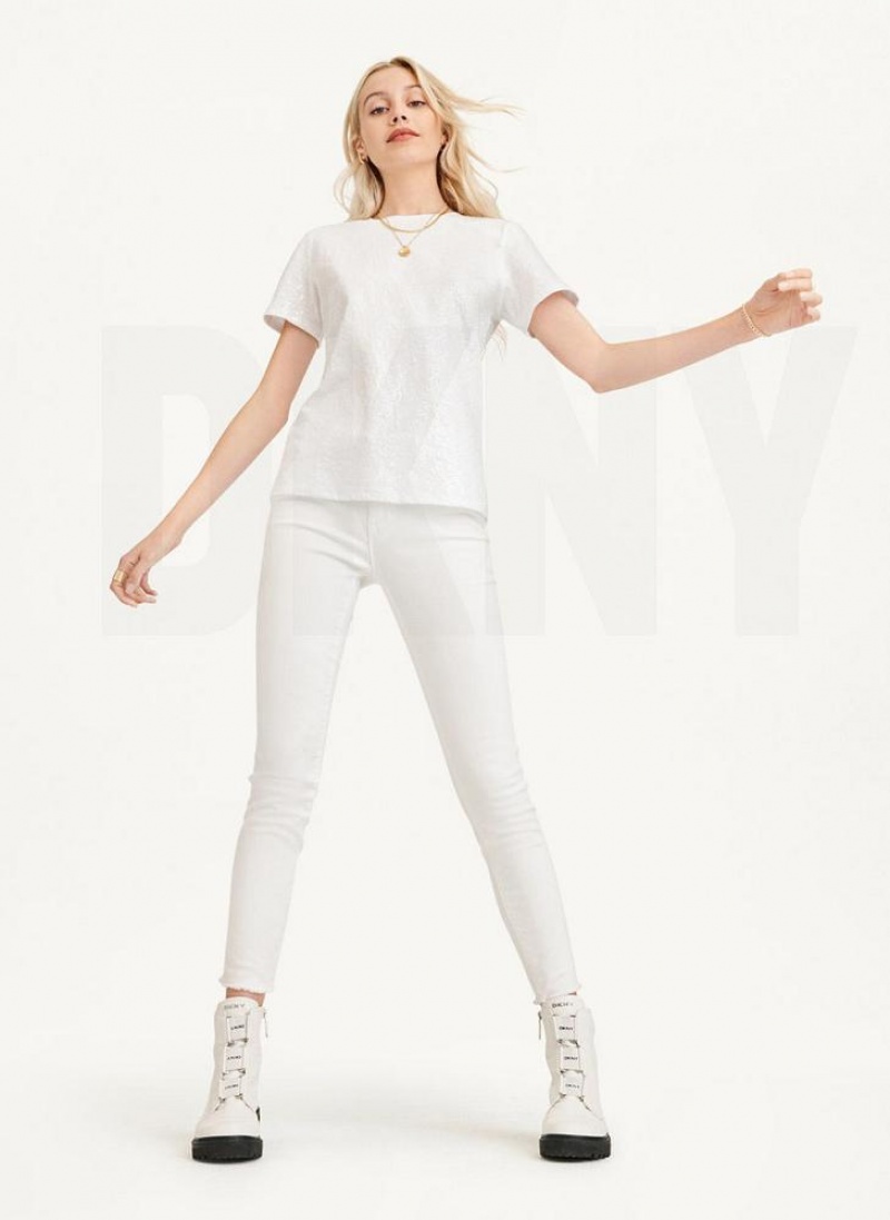 DKNY Sequined T-shirts Damen Weiß | Austria_D0531