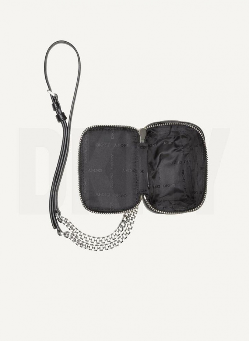 DKNY Seva Mini Box Umhängetasche Damen Schwarz Silber | Austria_D0615