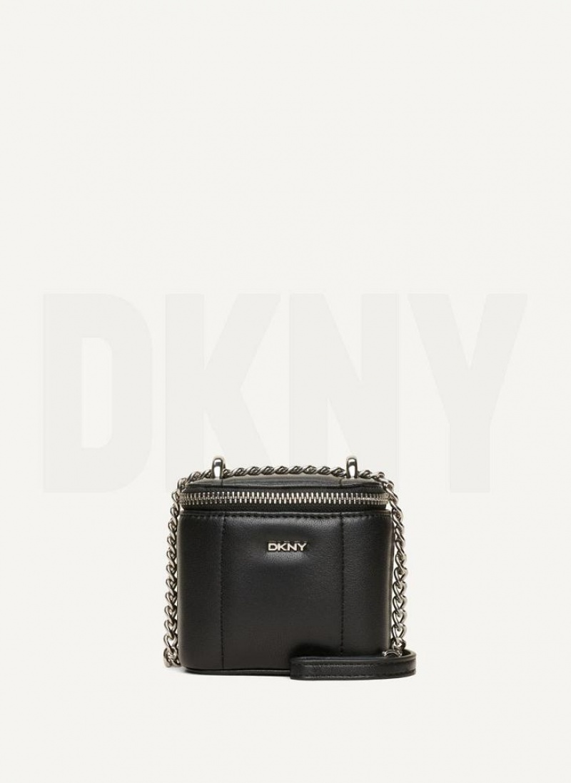 DKNY Seva Mini Box Umhängetasche Damen Schwarz Silber | Austria_D0615