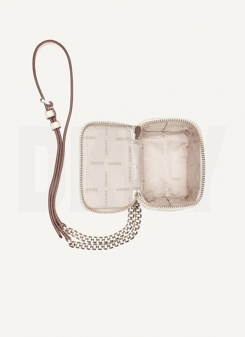 DKNY Seva Mini Box Umhängetasche Damen Weiß Silber | Austria_D0581