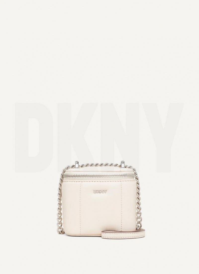 DKNY Seva Mini Box Umhängetasche Damen Weiß Silber | Austria_D0581