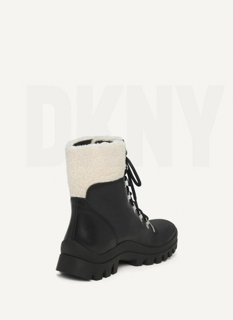 DKNY Shearling Ski Stiefel Damen Schwarz Weiß | Austria_D0445