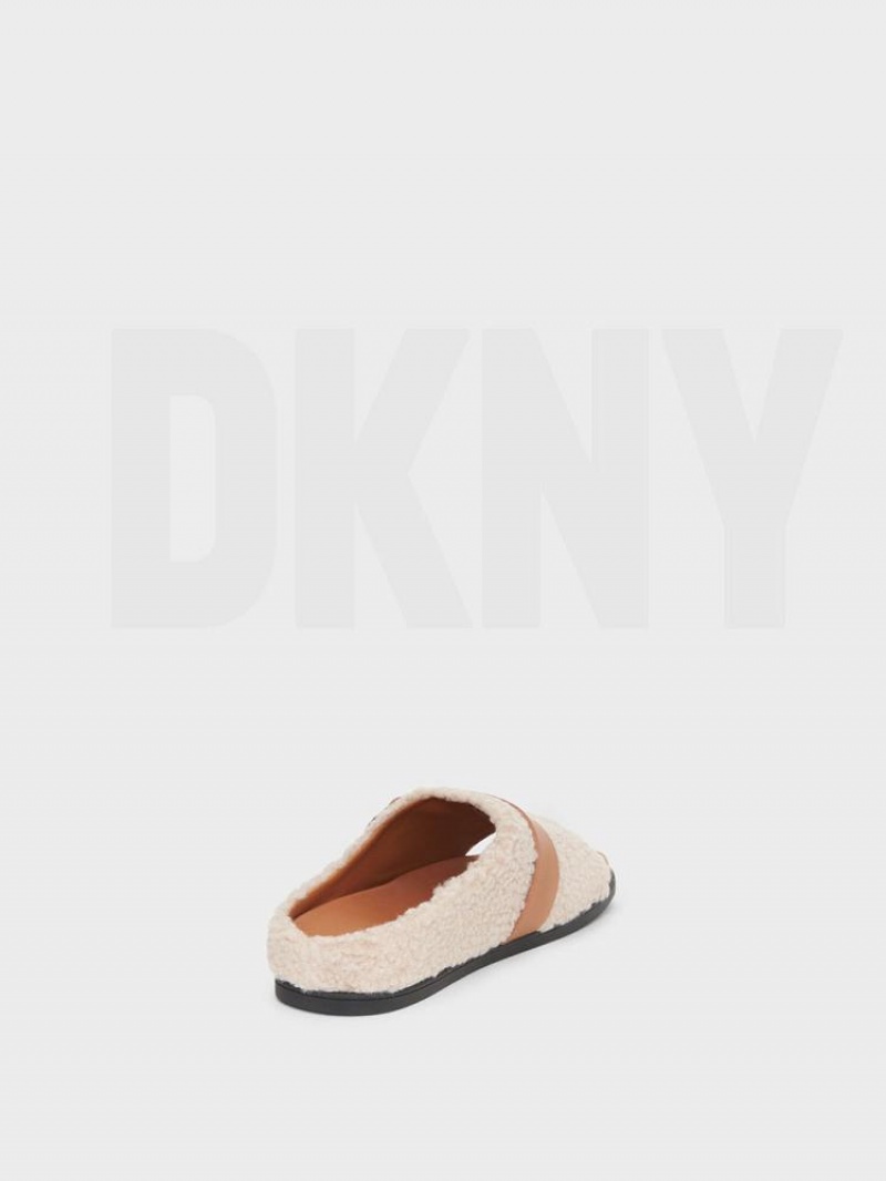 DKNY Sherpa Hausschuhe Pantoletten Damen Weiß | Austria_D0765