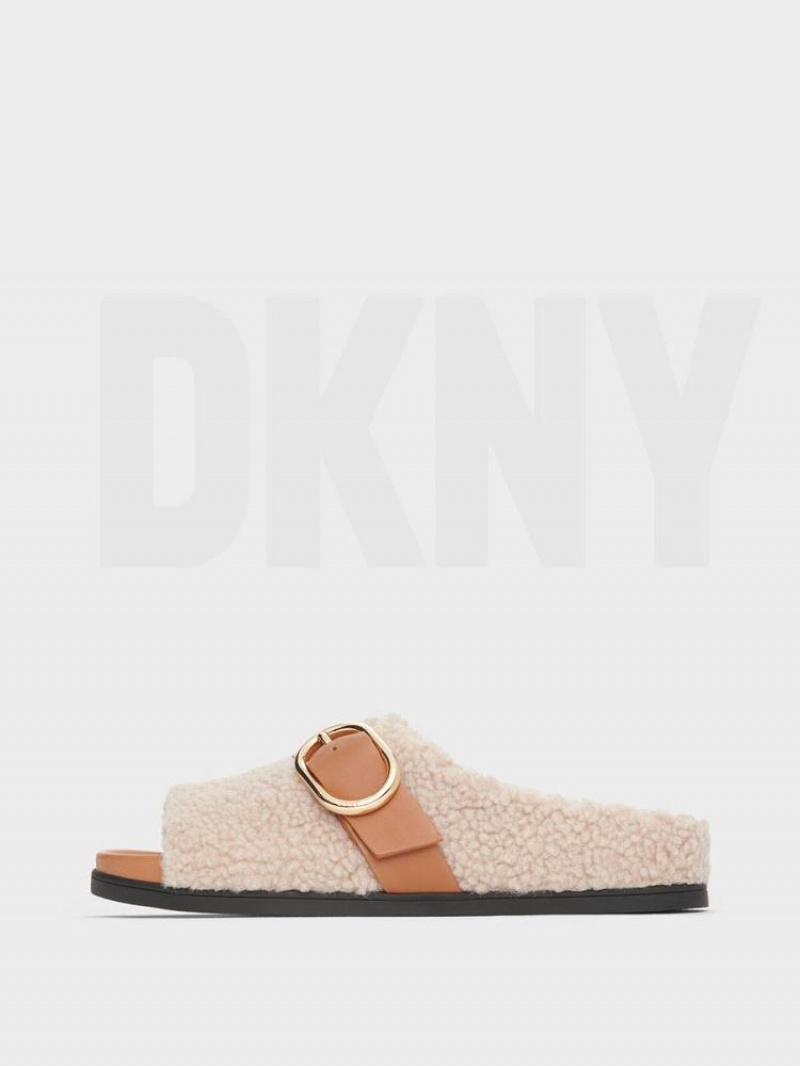 DKNY Sherpa Hausschuhe Pantoletten Damen Weiß | Austria_D0765