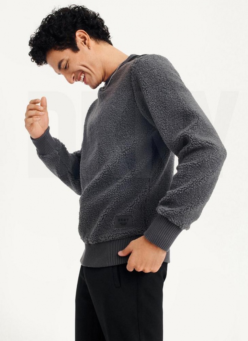 DKNY Sherpa Long Sleeve Crew Sweatshirts Herren Grau | Austria_D1082