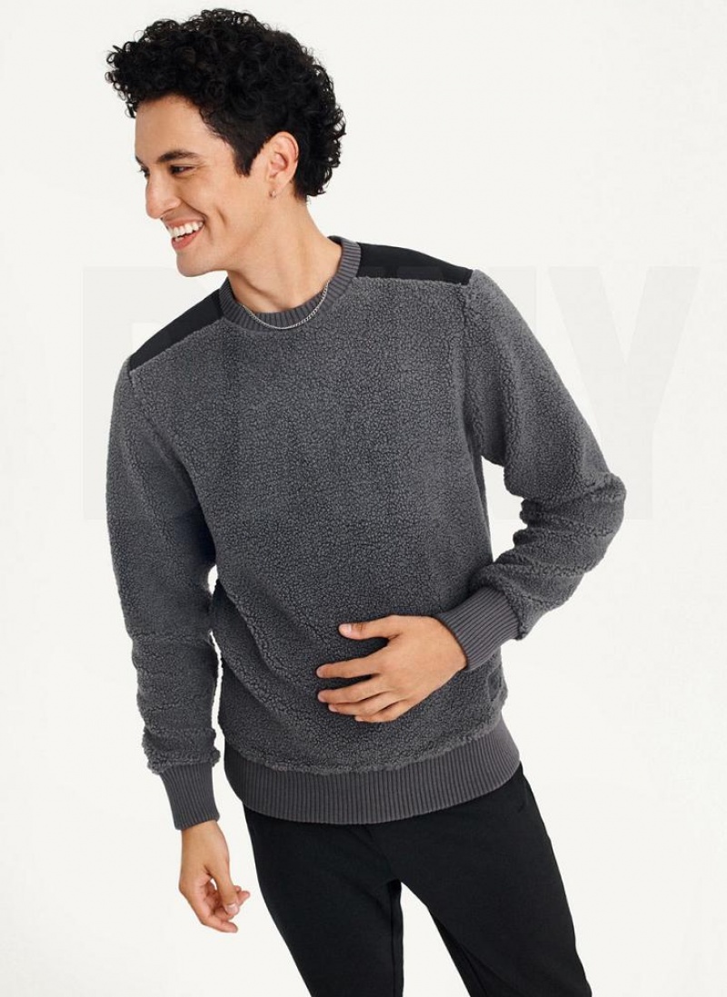 DKNY Sherpa Long Sleeve Crew Sweatshirts Herren Grau | Austria_D1082