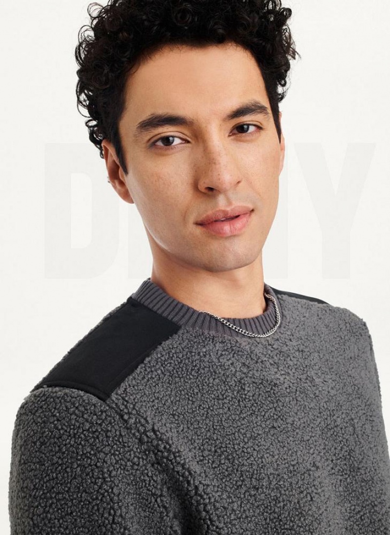 DKNY Sherpa Long Sleeve Crew Sweatshirts Herren Grau | Austria_D1082