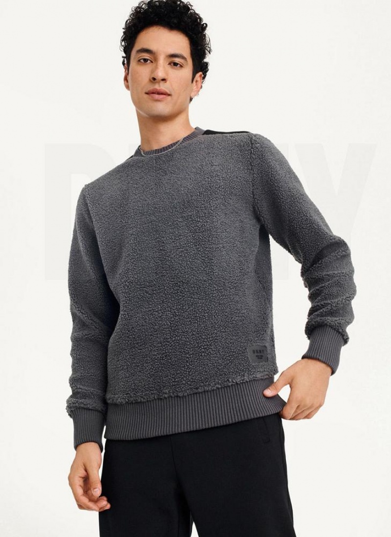 DKNY Sherpa Long Sleeve Crew Sweatshirts Herren Grau | Austria_D1082