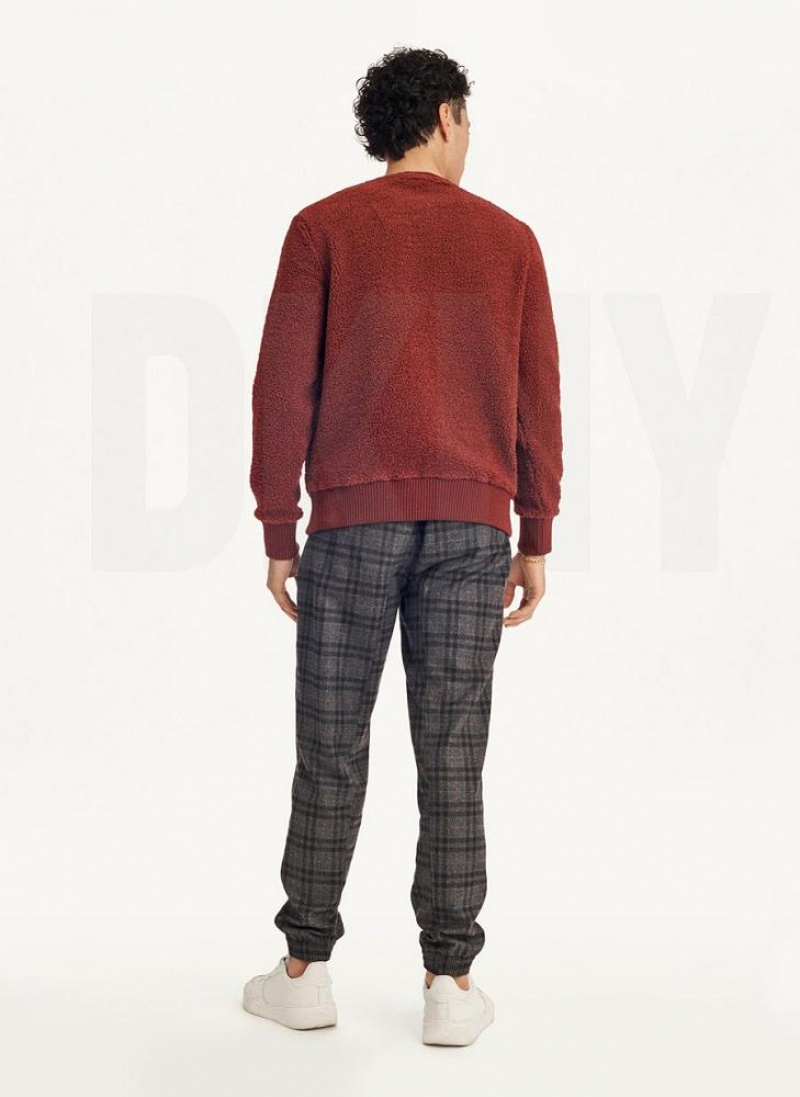 DKNY Sherpa Long Sleeve Crew Sweatshirts Herren Dunkelrot | Austria_D1624