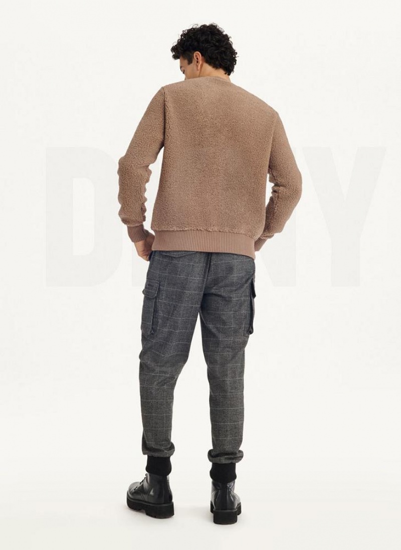 DKNY Sherpa Long Sleeve Crew Sweatshirts Herren Khaki | Austria_D0199