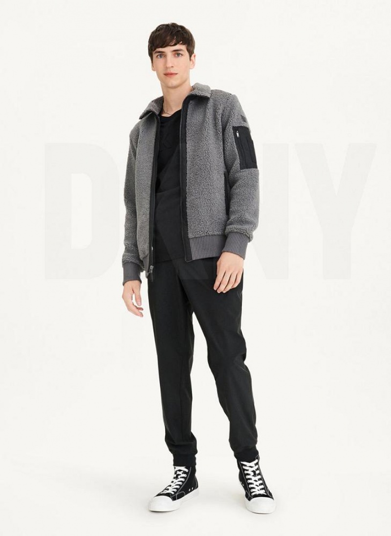 DKNY Sherpa With Nylon Trim Jacken Herren Grau | Austria_D1574