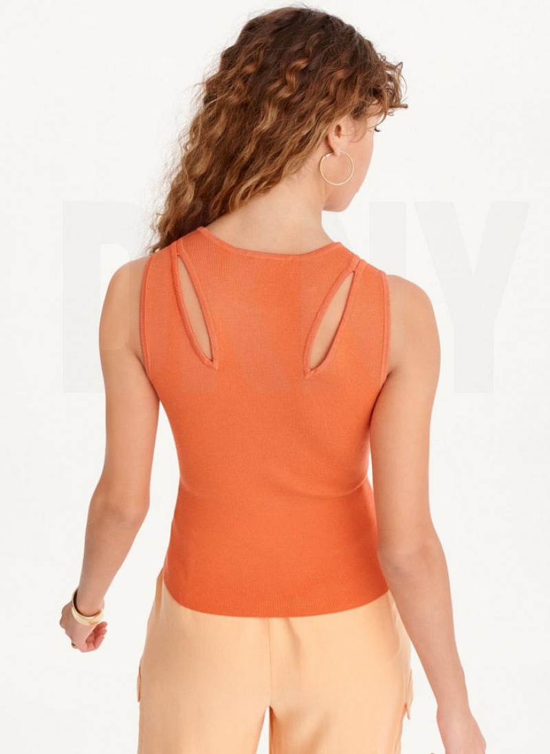 DKNY Shoulder Cut Out Tank Pullover Damen Orange | Austria_D1681