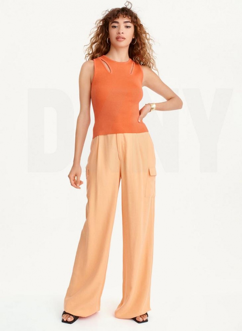 DKNY Shoulder Cut Out Tank Pullover Damen Orange | Austria_D1681