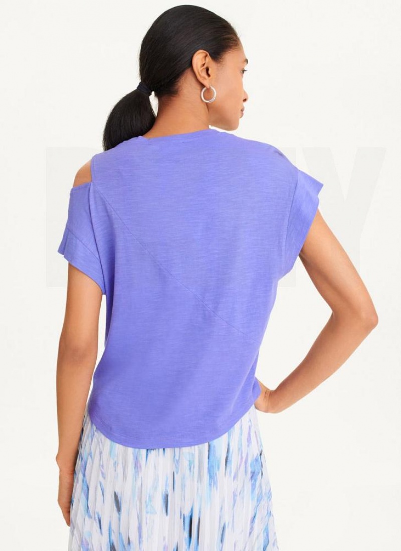 DKNY Shoulder Cut Out T-shirts Damen Blau | Austria_D1425