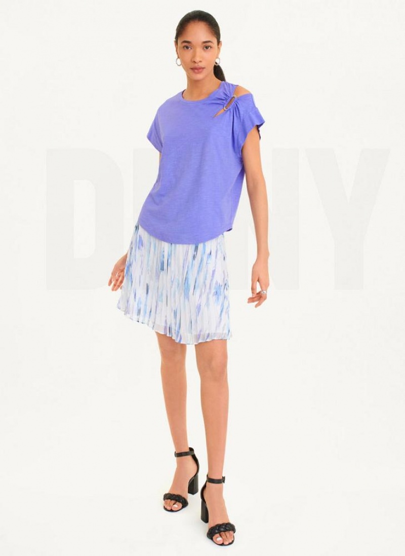 DKNY Shoulder Cut Out T-shirts Damen Blau | Austria_D1425