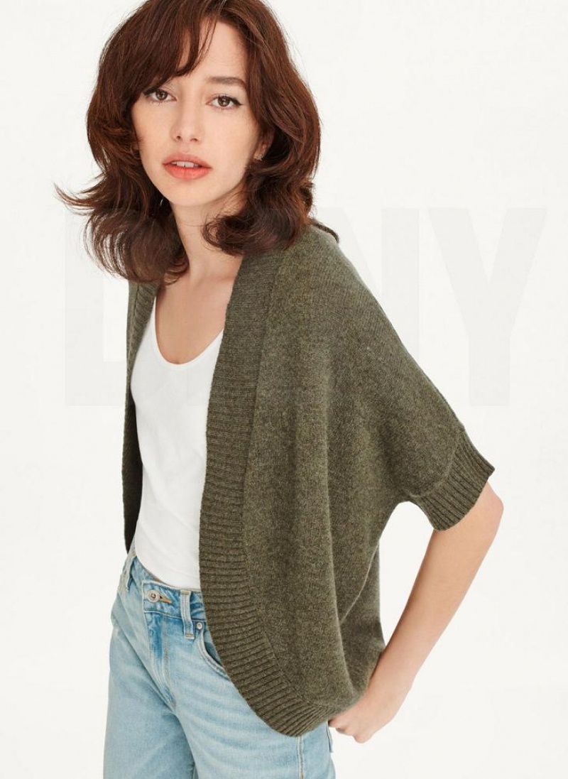 DKNY Shrug Kurzes Sleeve Cardigan Pullover Damen Grün | Austria_D1896