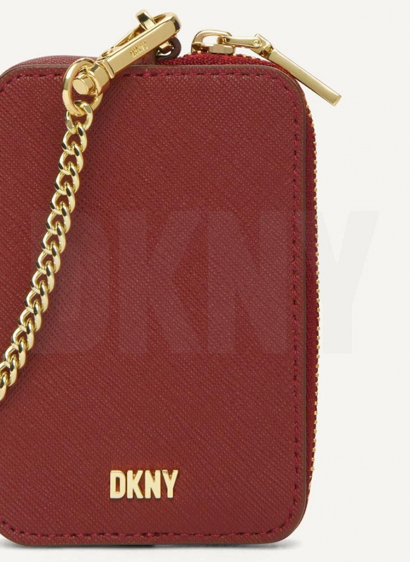 DKNY Sidney Card Pouch Geldbörse Damen Bordeaux | Austria_D0459