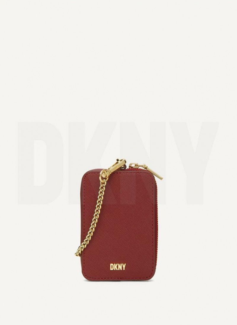 DKNY Sidney Card Pouch Geldbörse Damen Bordeaux | Austria_D0459