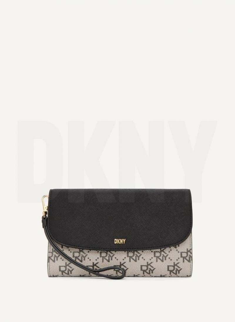 DKNY Sidney Chain Geldbörse Damen Grau Schwarz | Austria_D0611