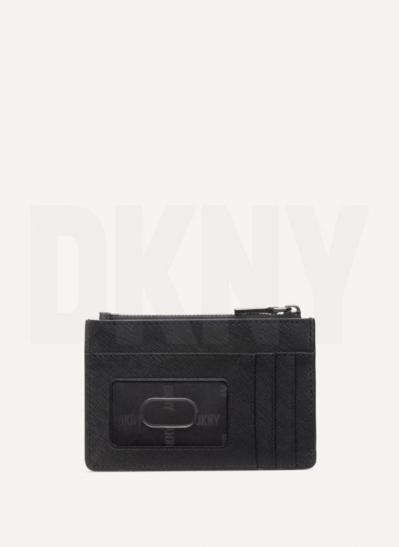 DKNY Sidney Key Card Case Geldbörse Damen Schwarz Grau | Austria_D1524