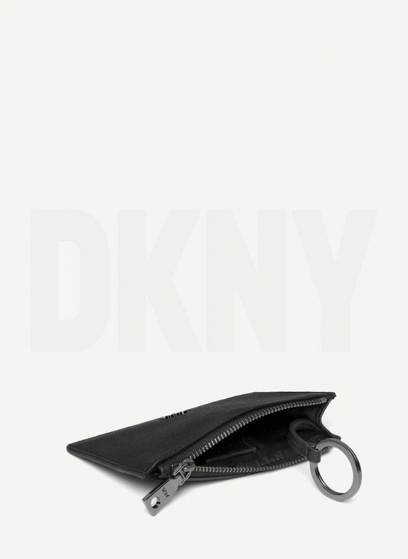 DKNY Sidney Key Card Case Geldbörse Damen Schwarz Grau | Austria_D1524