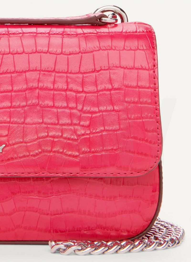 DKNY Sina Croco Flap Schultertasche Damen Rosa | Austria_D0614