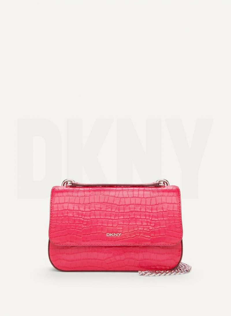 DKNY Sina Croco Flap Schultertasche Damen Rosa | Austria_D0614