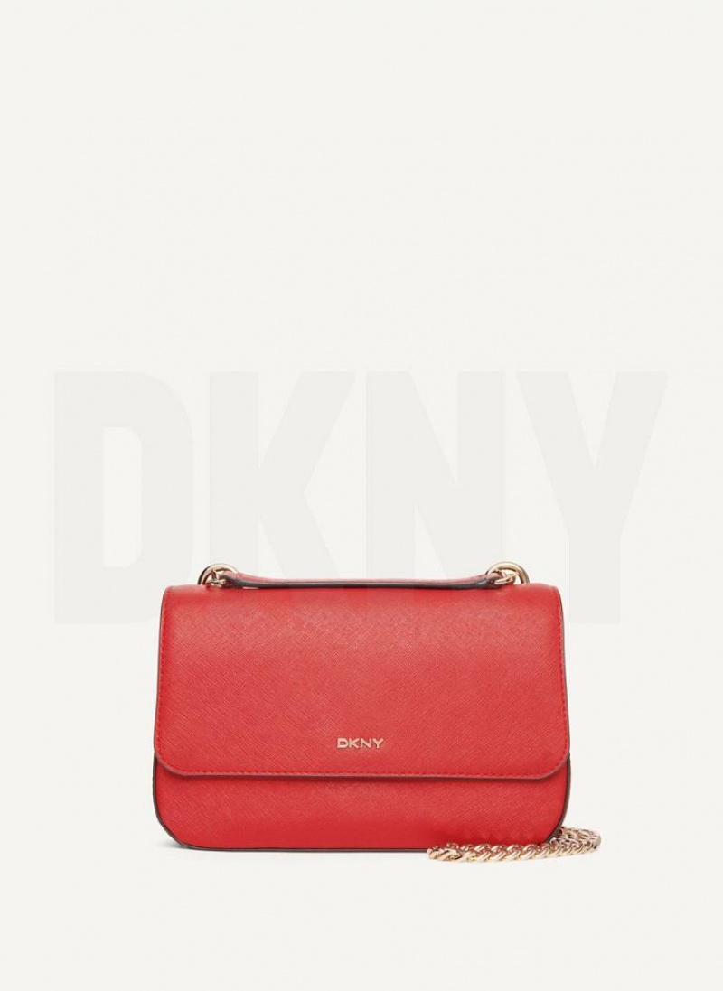 DKNY Sina Flap Schultertasche Damen Hellrot | Austria_D1405