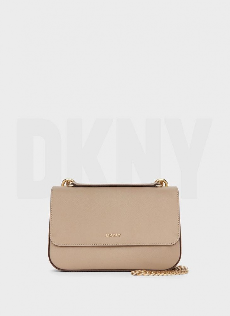 DKNY Sina Flap Schultertasche Damen Khaki | Austria_D0332