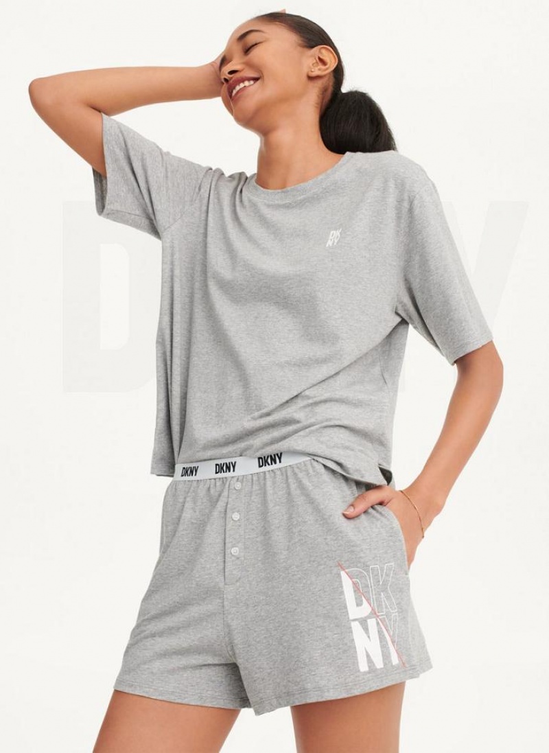 DKNY Sleep Boxer Pyjama Damen Grau | Austria_D1475