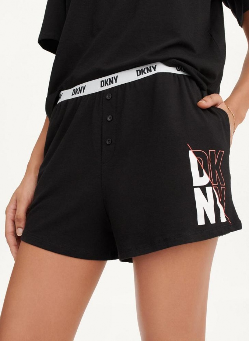 DKNY Sleep Boxer Pyjama Damen Schwarz | Austria_D1745