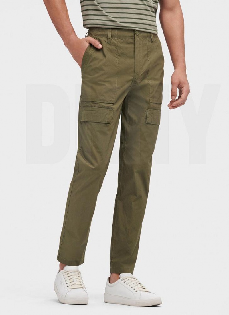 DKNY Slim Fit Cargo Hose Herren Olivgrün | Austria_D1242