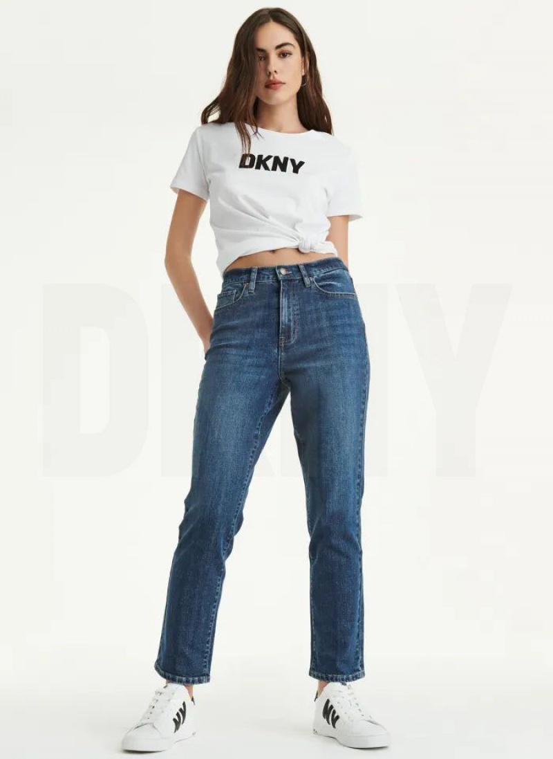 DKNY Slim Gerade Jeans Damen Dunkelwaschen | Austria_D0402