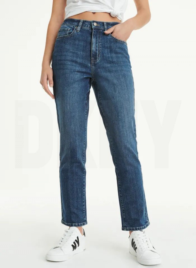 DKNY Slim Gerade Jeans Damen Dunkelwaschen | Austria_D0402